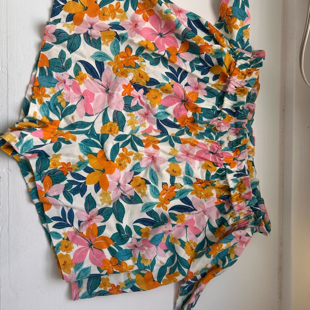 BCBGeneration Floral High Waist Shorts - Pink, Orange, Green
